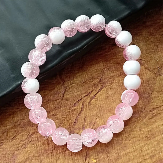 Crystal Crackle Glass Beads Stretch Bracelet – Elegant & Comfortable